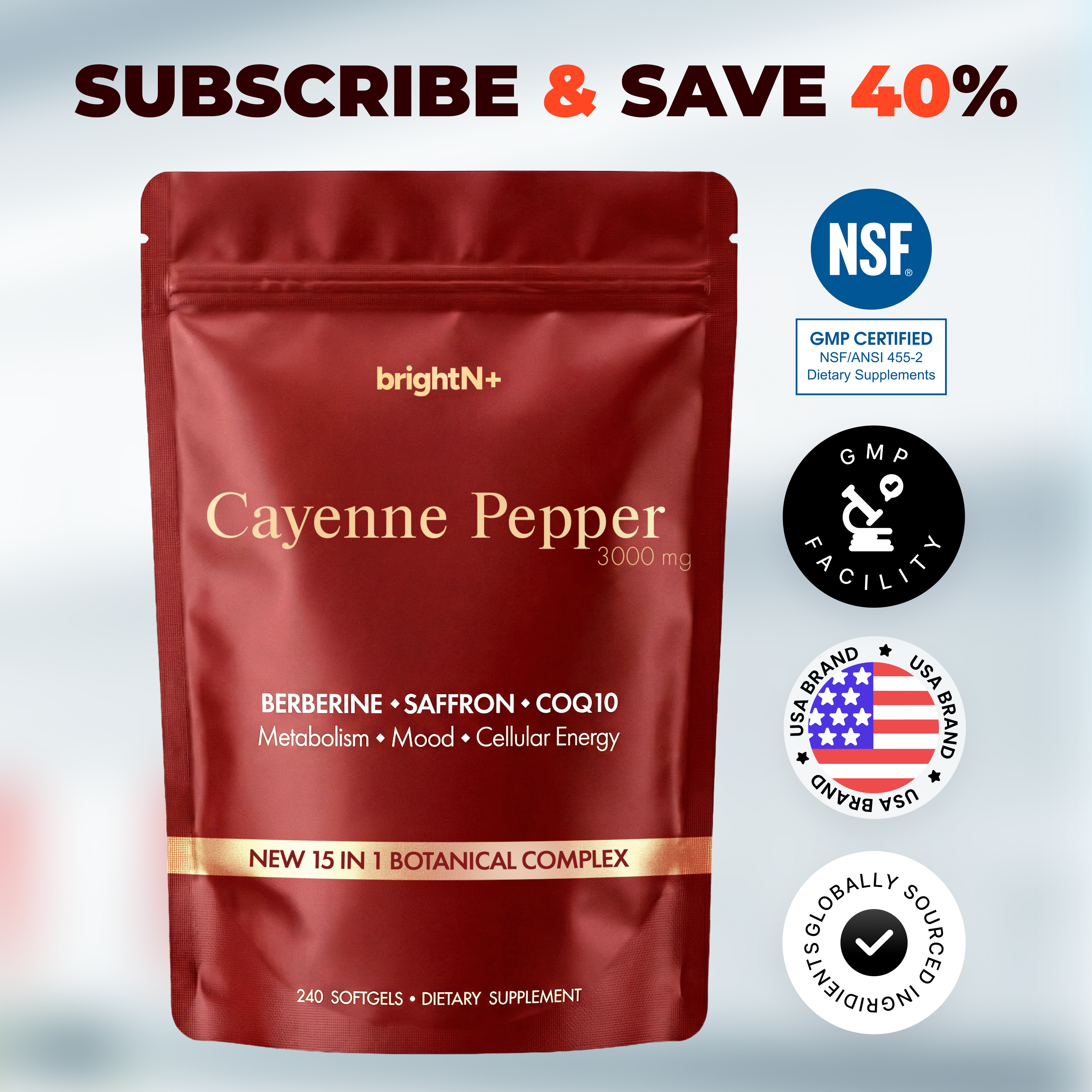 Cayenne Pepper 3000 mg –  240 Softgels (NEW 15 IN 1 BOTANICAL COMPLEX)