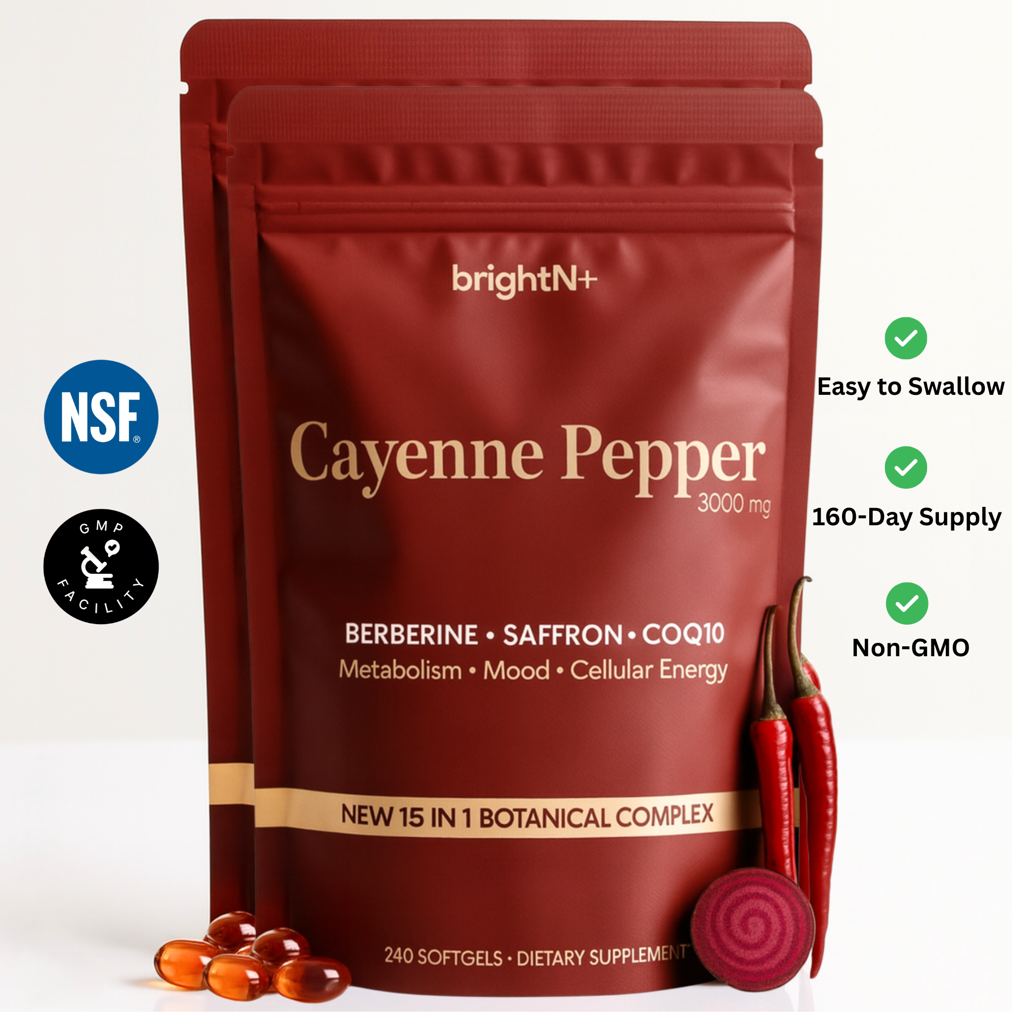 Cayenne Pepper 3000 mg –  240 Softgels (NEW 15 IN 1 BOTANICAL COMPLEX)